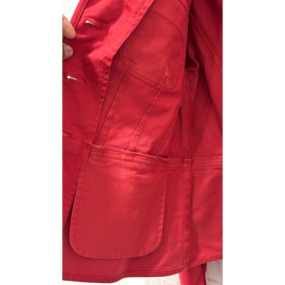Talbots Womens Red Military Utility Jacket Stretch Cotton Button Front Size 4 - Picture 6 of 11